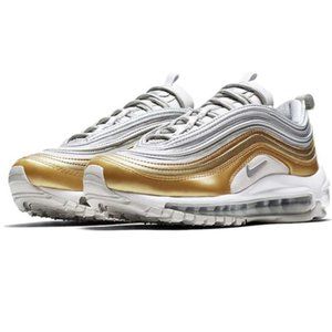 Size 7.5 - Nike Air Max 97 Metallic Gold 2018 AQ4137-001 Women's Sneakers Silver